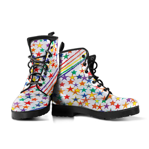 Love All Colors on White Men's & Women's Vegan Leather Boots