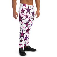 Load image into Gallery viewer, Rockstar Pinks, Purples & Black Stars on White Men's Joggers
