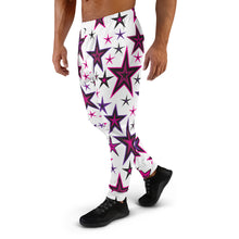 Load image into Gallery viewer, Rockstar Pinks, Purples & Black Stars on White Men's Joggers