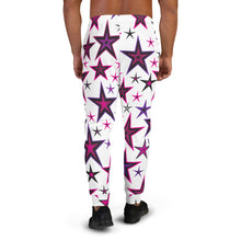 Load image into Gallery viewer, Rockstar Pinks, Purples & Black Stars on White Men's Joggers