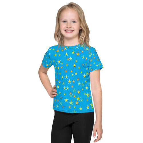 Aqua Sky Yellow Stars Kid's T-Shirt