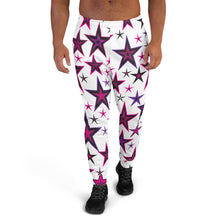 Load image into Gallery viewer, Rockstar Pinks, Purples & Black Stars on White Men's Joggers