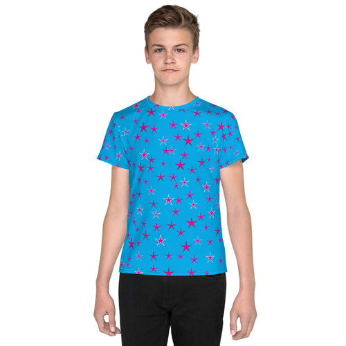 Aqua Sky Pink Stars Kid's/Youth T-Shirt