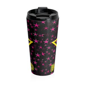 Pink Starlight w Yellow Free Spirit Born Wild Stainless Steel Travel Mug