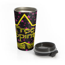 Load image into Gallery viewer, Pink Starlight w Yellow Free Spirit Born Wild Stainless Steel Travel Mug