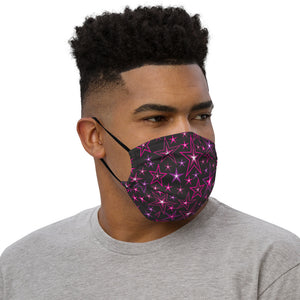 Rockstar Pinks, Purples, Black & White Stars on Black Premium Unisex Face Mask