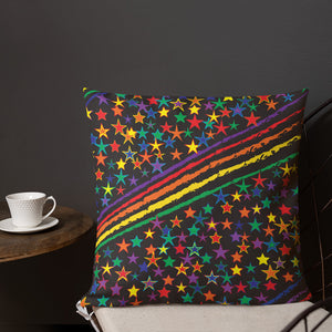 Love All Colors on Black Premium Decorative Throw Pillow