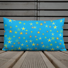 Load image into Gallery viewer, Aqua Sky Yellow Stars Premium Decorative Throw Pillow