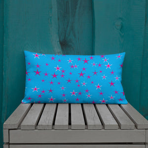 Aqua Sky Pink Stars Premium Decorative Throw Pillow