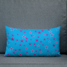 Load image into Gallery viewer, Aqua Sky Pink Stars Premium Decorative Throw Pillow