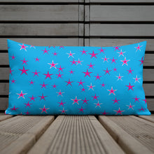 Load image into Gallery viewer, Aqua Sky Pink Stars Premium Decorative Throw Pillow