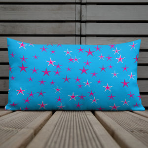 Aqua Sky Pink Stars Premium Decorative Throw Pillow