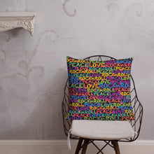 Load image into Gallery viewer, Peace, Love &amp; Rock n Roll on Stars Premium Decorative Throw Pillow