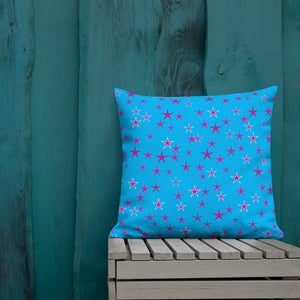 Aqua Sky Pink Stars Premium Decorative Throw Pillow