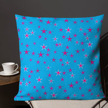 Load image into Gallery viewer, Aqua Sky Pink Stars Premium Decorative Throw Pillow