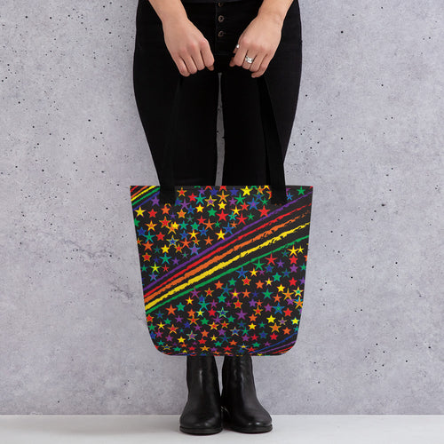 Love All Colors on Black Tote Bag