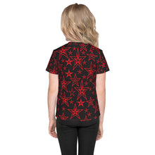 Load image into Gallery viewer, Rocking Classic Red Stars on Black Kid&#39;s T-Shirt