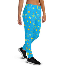 Load image into Gallery viewer, Aqua Sky Yellow Stars Women&#39;s Joggers