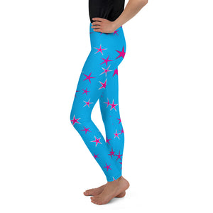 Aqua Sky Pink Stars Kid's/Youth Leggings