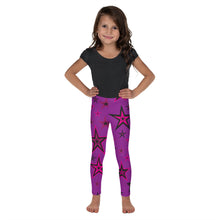 Load image into Gallery viewer, Rockstar Pinks, Purples &amp; Black Stars on Purple Kid&#39;s Leggings