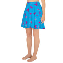 Load image into Gallery viewer, Aqua Sky Pink Stars Women&#39;s Skater Skirt