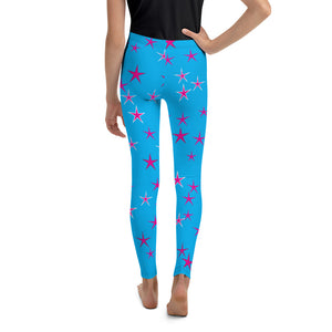 Aqua Sky Pink Stars Kid's/Youth Leggings