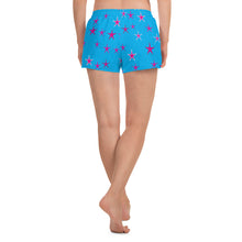 Load image into Gallery viewer, Aqua Sky Pink Stars Women&#39;s Athletic Short Shorts