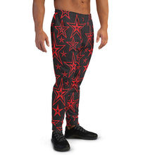 Load image into Gallery viewer, Rocking Classic Red Stars on Black Men&#39;s Joggers