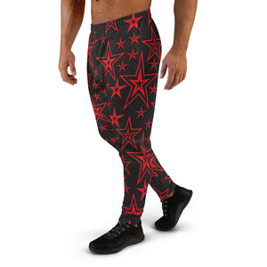 Rocking Classic Red Stars on Black Men's Joggers