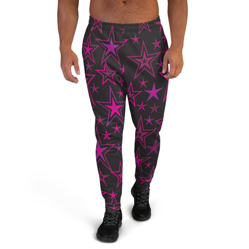 Rockstar Pinks, Purples & Black Stars on Black Men's Joggers
