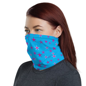 Aqua Sky Pink Stars Unisex Neck Gaiter Face Mask