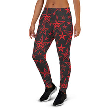 Load image into Gallery viewer, Rocking Classic Red Stars on Black Women&#39;s Joggers