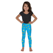 Load image into Gallery viewer, Aqua Sky Yellow Stars Kid&#39;s Leggings