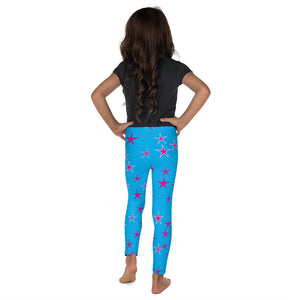 Aqua Sky Pink Stars Kid's Leggings