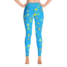 Load image into Gallery viewer, Aqua Sky Yellow Stars Women&#39;s Yoga Leggings