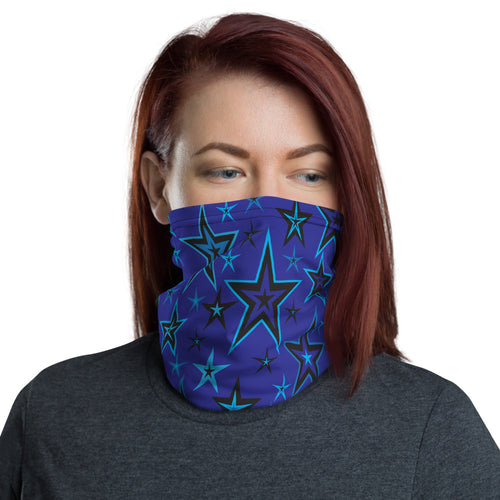 High Vibe Sky Blues & Black Stars on Dark Blue Unisex Neck Gaiter Face Mask