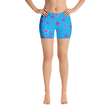 Load image into Gallery viewer, Aqua Sky Pink Stars Women&#39;s Aerobic Biker Shorts