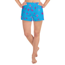 Load image into Gallery viewer, Aqua Sky Pink Stars Women&#39;s Athletic Short Shorts