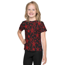 Load image into Gallery viewer, Rocking Classic Red Stars on Black Kid&#39;s T-Shirt