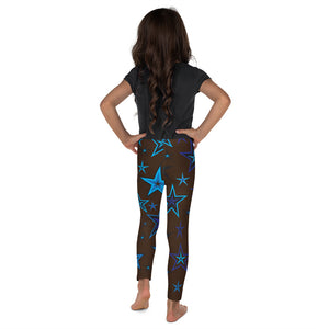 Earth & Sky Blues & Black Stars on Dark Brown Kid's Leggings