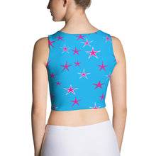 Load image into Gallery viewer, Aqua Sky Pink Stars Women&#39;s Yoga Crop Top