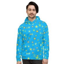 Load image into Gallery viewer, Aqua Sky Yellow Stars Unisex Hoodie