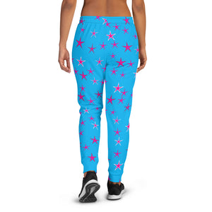 Aqua Sky Pink Stars Women's Joggers