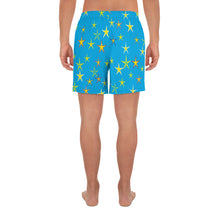 Load image into Gallery viewer, Aqua Sky Yellow Stars Men&#39;s Athletic Long Shorts