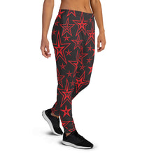 Load image into Gallery viewer, Rocking Classic Red Stars on Black Women&#39;s Joggers