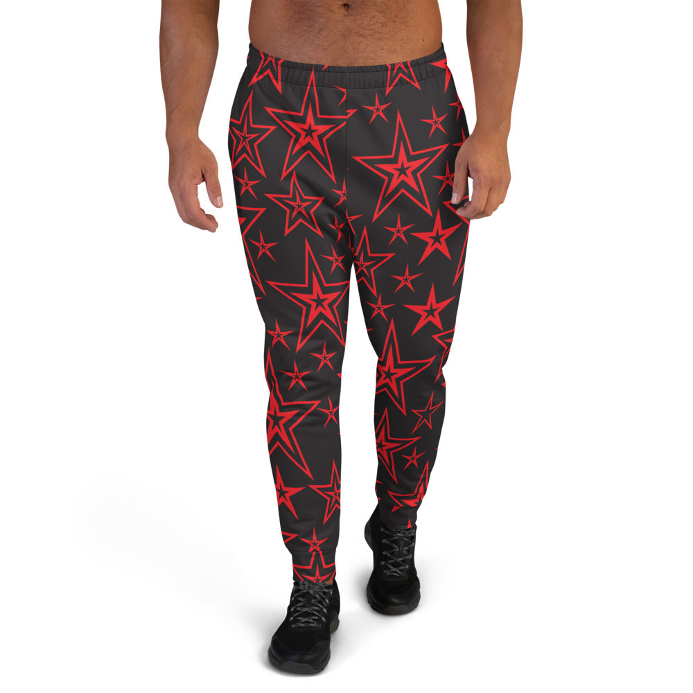 Rocking Classic Red Stars on Black Men's Joggers