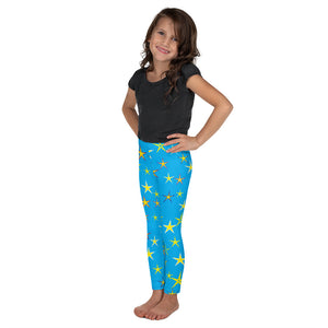 Aqua Sky Yellow Stars Kid's Leggings