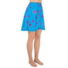 Load image into Gallery viewer, Aqua Sky Pink Stars Women&#39;s Skater Skirt