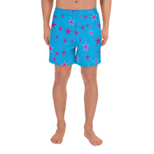 Load image into Gallery viewer, Aqua Sky Pink Stars Men&#39;s Athletic Long Shorts