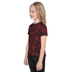 Rocking Classic Red Stars on Black Kid's T-Shirt